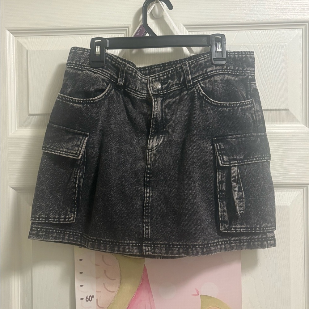 H&M Black Denim Cargo Skirt
